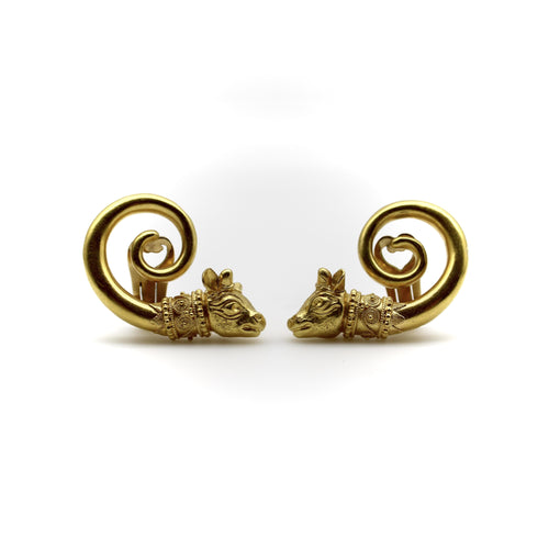 Boucles d'oreilles Lalaounis - Boucles d’oreilles tête de taureau spirale en or 22k 58 Facettes A2000X