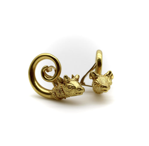 Boucles d'oreilles Lalaounis - Boucles d’oreilles tête de taureau spirale en or 22k 58 Facettes A2000X