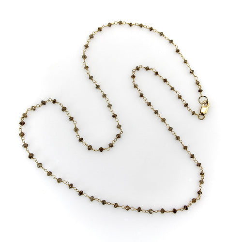 Collier Collier en or 18k à perles facettées de diamants sel et poivre 58 Facettes