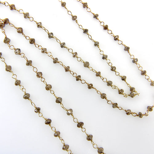 Collier Collier en or 18k à perles facettées de diamants sel et poivre 58 Facettes