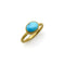 Bague 56 Bague artisanale - Cabochon turquoise persane en or 24K 58 Facettes A20077