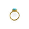 Bague 56 Bague artisanale - Cabochon turquoise persane en or 24K 58 Facettes A20077