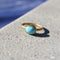Bague 56 Bague artisanale - Cabochon turquoise persane en or 24K 58 Facettes A20077