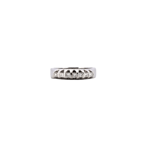 Bague 53 Bague demi-alliance en or blanc 18 ct avec 7 diamants 58 Facettes