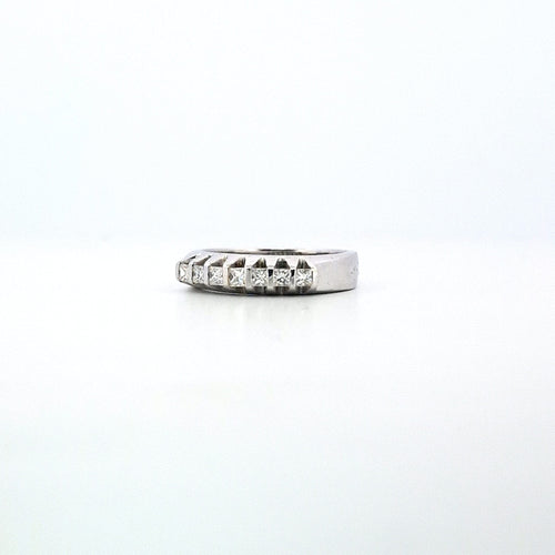 Bague 53 Bague demi-alliance en or blanc 18 ct avec 7 diamants 58 Facettes