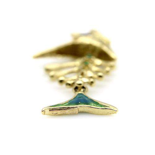 Pendentif UnoAErre - Pendentif poisson articulé en or 18 carats et émail 58 Facettes A20078