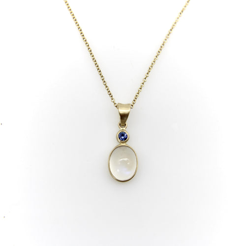 Pendentif Pendentif - Cabochon de pierre de lune et saphir en or 14k 58 Facettes A20079