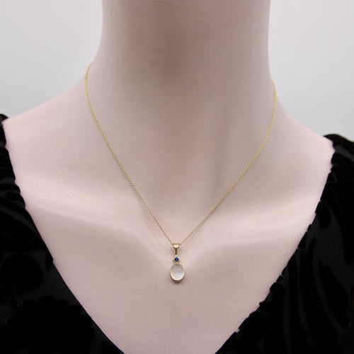 Pendentif Pendentif - Cabochon de pierre de lune et saphir en or 14k 58 Facettes A20079
