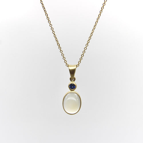 Pendentif Pendentif - Cabochon de pierre de lune et saphir en or 14k 58 Facettes A20079