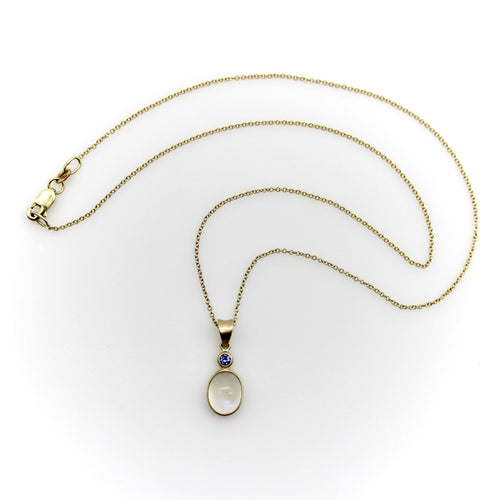 Pendentif Pendentif - Cabochon de pierre de lune et saphir en or 14k 58 Facettes A20079