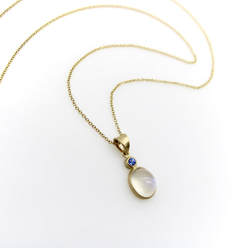 Pendentif Pendentif - Cabochon de pierre de lune et saphir en or 14k 58 Facettes A20079