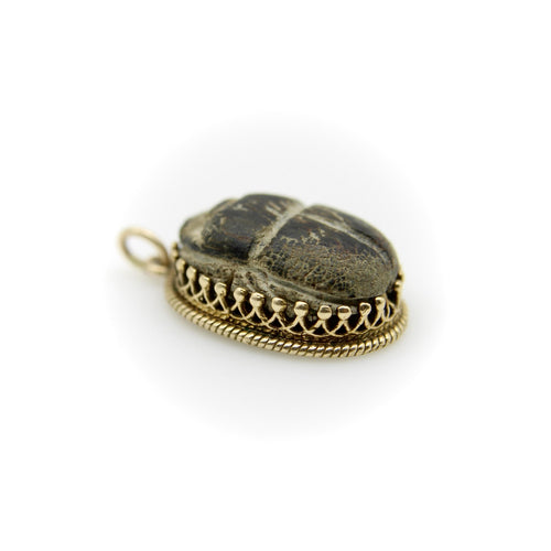 Pendentif Pendentif scarabée en faïence - Revival égyptien en or 14K 58 Facettes A2007A