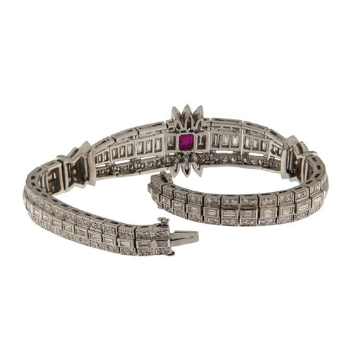 Bracelet Bracciale en platine - Rubis ovale et diamants 4,22 ct 58 Facettes G3901