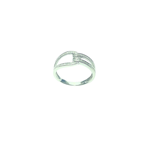 Bague 54 Bague en or blanc 18 carats pavée de diamants 58 Facettes 260077