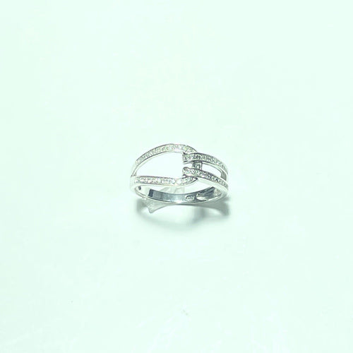 Bague 54 Bague en or blanc 18 carats pavée de diamants 58 Facettes 260077