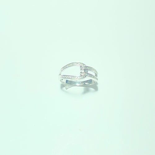 Bague 54 Bague en or blanc 18 carats pavée de diamants 58 Facettes 260077