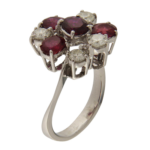Bague 55 Bague - Or blanc 18 carats, rubis et diamants 0,60 ct 58 Facettes G3897