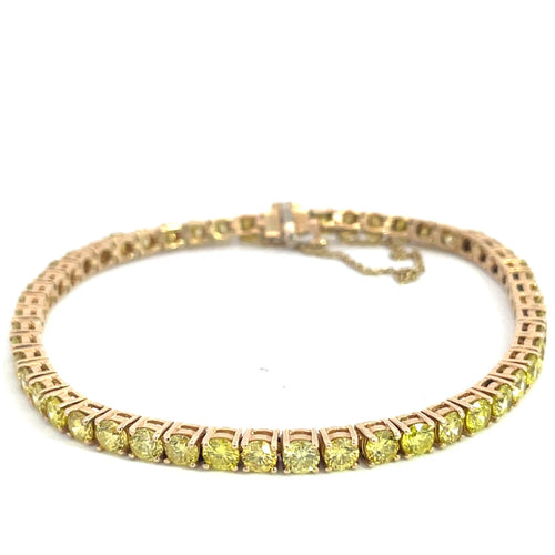 Bracelet Bracelet tennis en or jaune 14 carats et diamants fancy yellow 58 Facettes UN0134