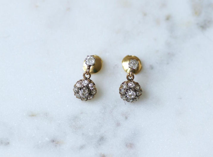 Boucles d'oreilles Boucles d’oreilles marguerite - Diamants taille ancienne 1,40 ct 58 Facettes
