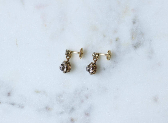 Boucles d'oreilles Boucles d’oreilles marguerite - Diamants taille ancienne 1,40 ct 58 Facettes