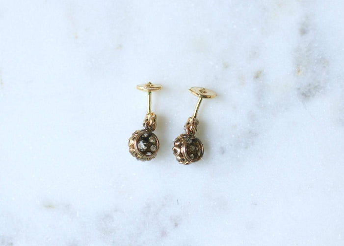Boucles d'oreilles Boucles d’oreilles marguerite - Diamants taille ancienne 1,40 ct 58 Facettes