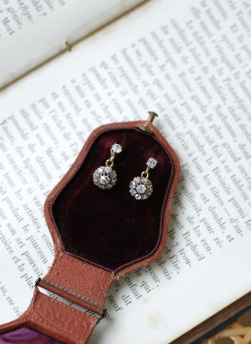 Boucles d'oreilles Boucles d’oreilles marguerite - Diamants taille ancienne 1,40 ct 58 Facettes