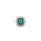 Bague 54 Bague - en or blanc 18 ct avec émeraude et diamants 58 Facettes