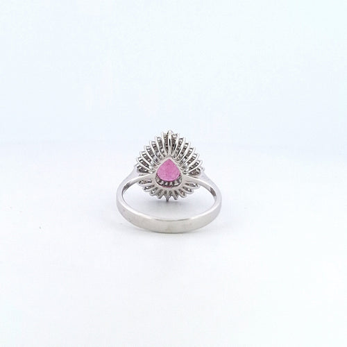 Bague 55 Bague en or blanc 18 K avec tourmaline rose et diamants 58 Facettes