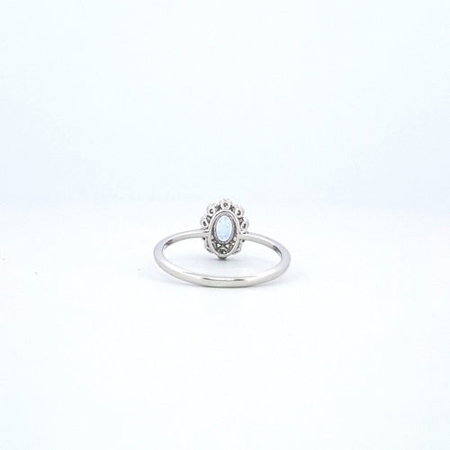 Bague 54 Bague en or blanc 18 K avec aigue-marine et diamants 58 Facettes