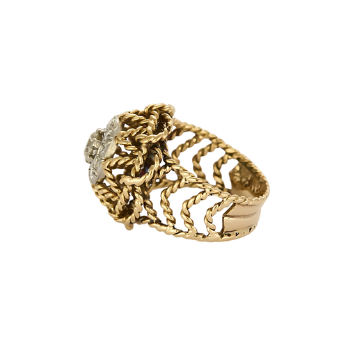 Bague 56 Bague vintage en or jaune 18 carats et diamants 58 Facettes BO/250033