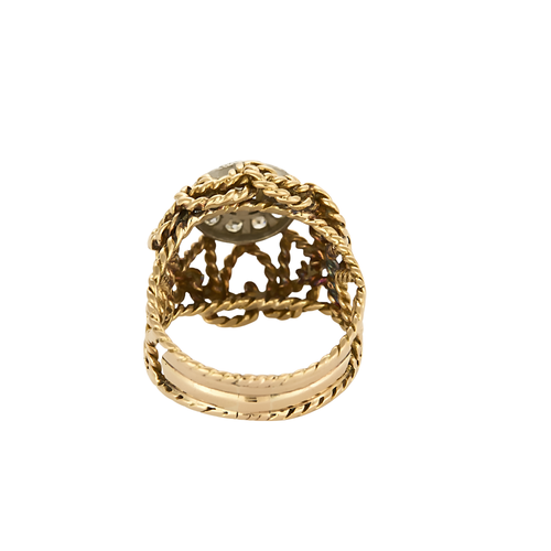 Bague 56 Bague vintage en or jaune 18 carats et diamants 58 Facettes BO/250033