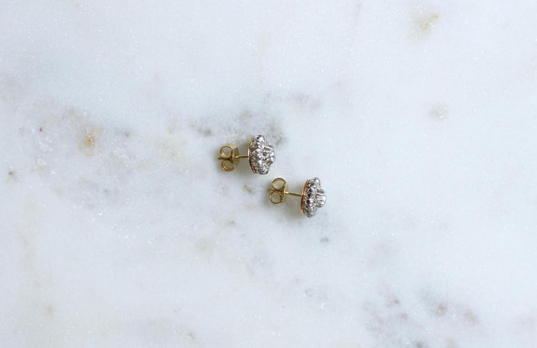 Boucles d'oreilles Boucles d’oreilles marguerite en or rose 18 ct et platine, diamants 58 Facettes
