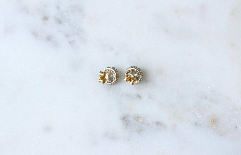 Boucles d'oreilles Boucles d’oreilles marguerite en or rose 18 ct et platine, diamants 58 Facettes