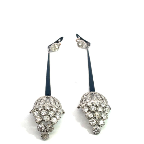 Boucles d'oreilles Art déco - Boucles d’oreilles cascade en platine et diamants 58 Facettes UN0074