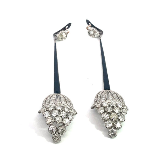 Boucles d'oreilles Art déco - Boucles d’oreilles cascade en platine et diamants 58 Facettes UN0074