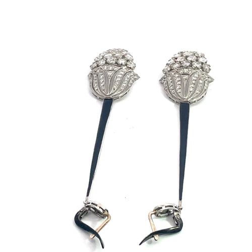 Boucles d'oreilles Art déco - Boucles d’oreilles cascade en platine et diamants 58 Facettes UN0074