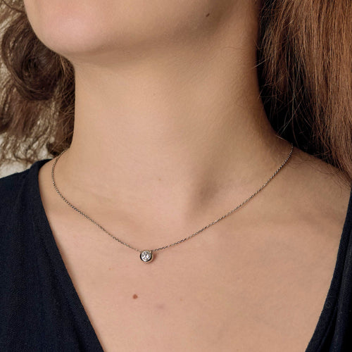 Collier Collier solitaire - Pendentif en or blanc 18 carats et diamant 58 Facettes BO/250106