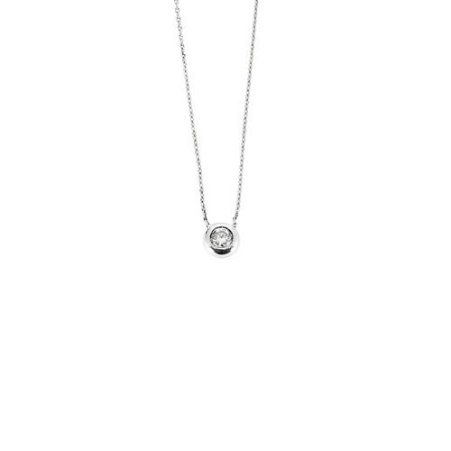 Collier Collier solitaire - Pendentif en or blanc 18 carats et diamant 58 Facettes BO/250106