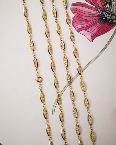 Collier Chaîne ancienne maille filigranée en or jaune 750 58 Facettes A11988