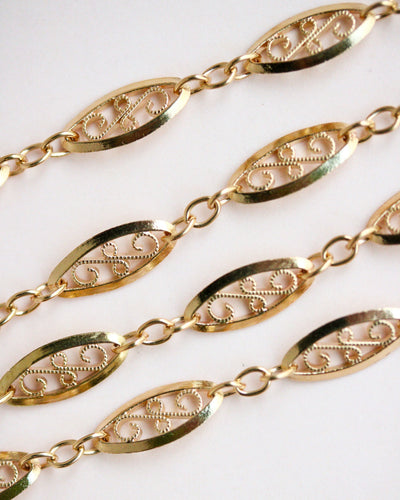 Collier Chaîne ancienne maille filigranée en or jaune 750 58 Facettes A11988