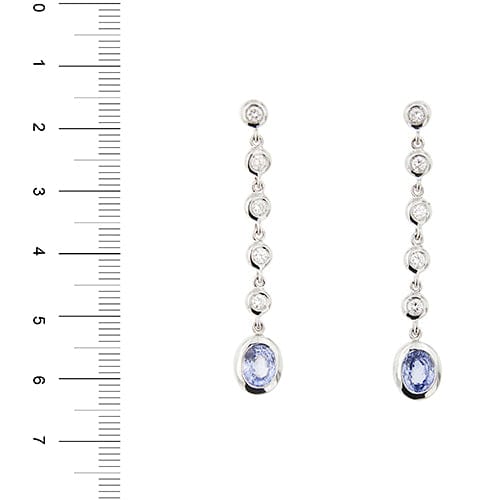 Boucles d'oreilles Boucles d’oreilles pendantes - Or blanc 18 ct, diamants et saphirs 58 Facettes 39731
