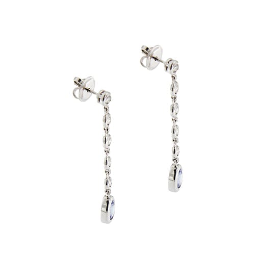 Boucles d'oreilles Boucles d’oreilles pendantes - Or blanc 18 ct, diamants et saphirs 58 Facettes 39731