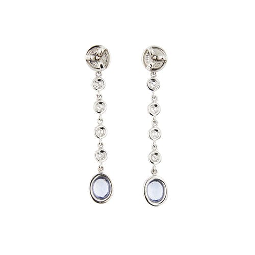 Boucles d'oreilles Boucles d’oreilles pendantes - Or blanc 18 ct, diamants et saphirs 58 Facettes 39731