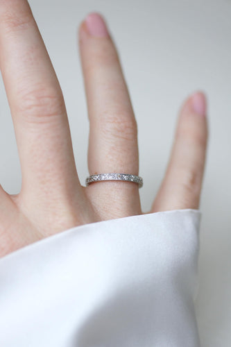Bague 51 Alliance Art déco - Bague tour complet en platine et diamants 58 Facettes