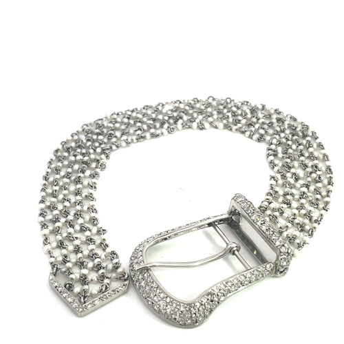 Bracelet Bracelet boucle Art déco en platine, perles et diamants 58 Facettes UN0056