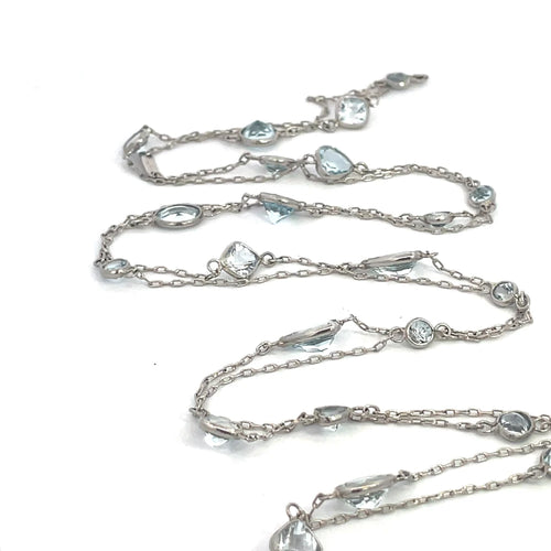 Collier Collier en platine - Aigue-marine naturelle 11,48 ct tailles multiples 58 Facettes UN0062