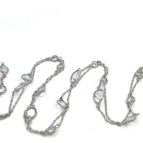 Collier Collier en platine - Aigue-marine naturelle 11,48 ct tailles multiples 58 Facettes UN0062