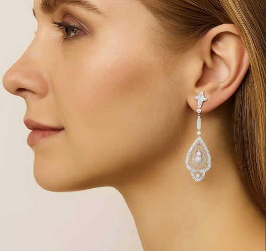 Boucles d'oreilles Boucles d'oreilles pendantes style Art déco en platine et diamants 58 Facettes SKU001