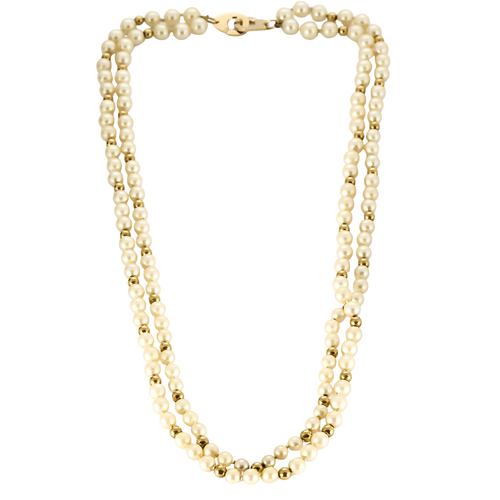 Collier Collier menottes double rang en or jaune 18 carats et perles de culture 58 Facettes BO/250031