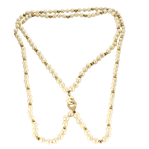 Collier Collier menottes double rang en or jaune 18 carats et perles de culture 58 Facettes BO/250031